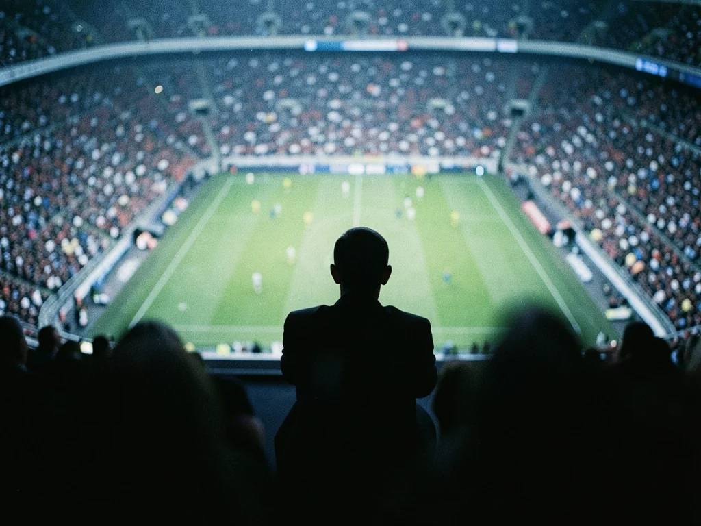 A player overlooking a packed top-flight stadium